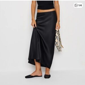 Reformation Black Silk Skirt